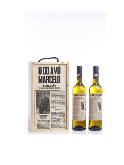 Vino Albariño O Do Avó Marcelo - D.O Rías Baixas - 2 botellas en caja de madera - Imagen 1