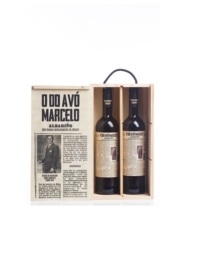 Vino Albariño O Do Avó Marcelo - D.O Rías Baixas - 2 botellas en caja de madera - Imagen 2